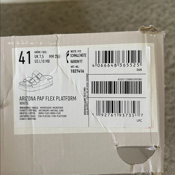 Birkenstock Arizona Papillio Flex Platform Sandal Slide White SZ US 10 EU 41 NEW - Picture 12 of 13